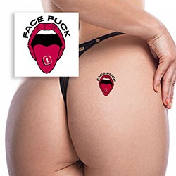 Foto do Produto Tatuagem Tempor�ria Sensual Sexy com a Frase Face Fuck Vermelha e Preta