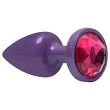 Foto do Produto Plug Anal Joia em ABS Roxo Tamanho P com Pedra Pink