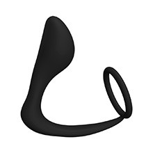 Foto do Produto Anel Peniano em Silicone com Plug Estimulador de Próstata Preto