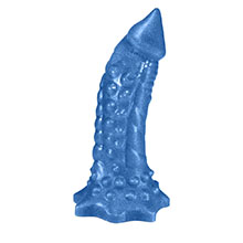 Pênis Feito em PVC Flexível com Massageador Reptile 18 x 4,5cm Azul Cintilante