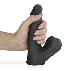 Foto do Produto Pênis Realístico com Escroto Mamba - Dildo em PVC Flexível 18 x 4,1cm Preto