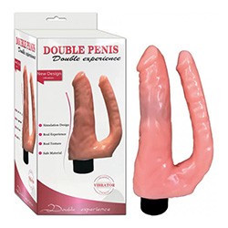 Foto do Produto Pênis Duplo Realístico em Jelly Multivelocidade Bege