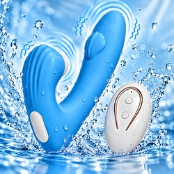 Vibrador Duplo Recarreg�vel Estimulador de Clit�ris e Ponto G com 10 Pulsa��es e 10 Vibra��es Azul