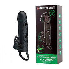 Capa Peniana com Vibrador em Silicone Anel para Escroto E Estimulador para Clitóris 14 x 3,3cm Preto