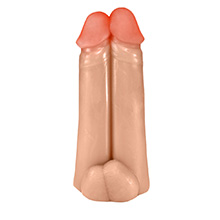 Foto do Produto Pênis Realístico em PVC Flexível Duplo Amigos 18 x 6cm Bege