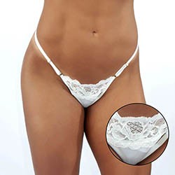 Foto do Produto Calcinha String Fio Dental Sexy em Cirrê em Renda com Regulagem Branca