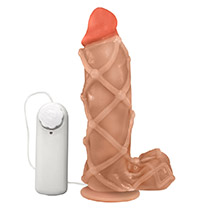 Foto do Produto Pênis Maciço Dominador em PVC Flexível com Vibrador e Ventosa 22 x 6,8cm Bege