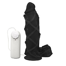 Foto do Produto Pênis Maciço Dominador em PVC Flexível Vibrador e Ventosa 22 x 6,8cm Preto