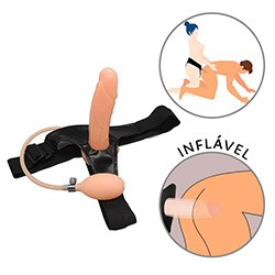 Foto do Produto Cinta Peniana para Ela com Pênis em Silicone Inflável com Bomba Manual 16 x 4cm Bege