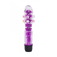 Vibrador Personal Multivelocidade com Capa Peniana Removível em Silicone com Pérolas Roxo