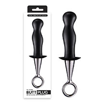 Plug Anal em Silicone com Suporte Removível 22cm Preto