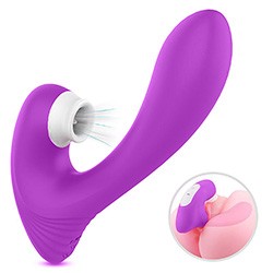 Foto do Produto Vibrador Duplo Recarreg�vel em Silicone com 9 Vibra��es e 9 Suc��es Dawn Roxo