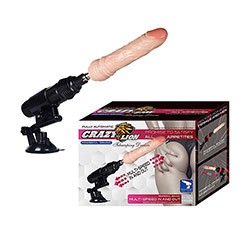 Máquina de Sexo Multivelocidade com Movimentos Vai e Vem com 2 Pênis e 2 Plugs Anal Vermelho