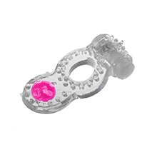 Foto do Produto Anel Peniano Duplo com Vibrador e Estimulador Anal Transparente
