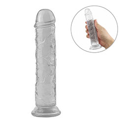 Pênis Realístico com Ventosa Slim - Dildo em TPE (Jelly Macio) Flexível 16 x 3cm Transparente