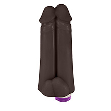 Foto do Produto Pênis Realístico em PVC Flexível Duplo Amigos com Vibrador 18 x 6cm Marrom