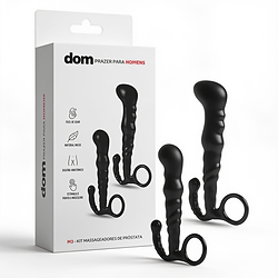 Kit 2 Estimuladores de Próstata em Silicone Dom M3 Preto