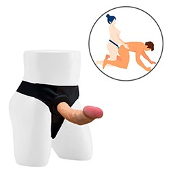 Capa Peniana em Silicone Toque Aveludado de 19cm e Extensor Interno de 8cm com Cinta Bege