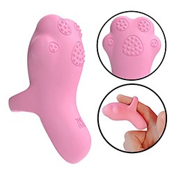 Foto do Produto Dedeira Estimuladora Recarregável em Silicone com 8 Vibrações Formato Pata de Gato Rosa