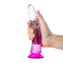Foto do Produto Pênis Realístico Flexível em Jelly com Ventosa 20 x 3,5cm Transparente e Roxo