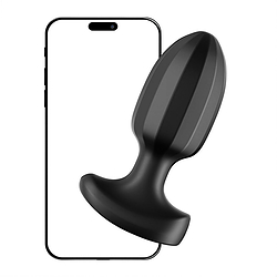Plug Anal com Vibrador Recarregável em Silicone com Controle por APP 9 Vibrações Aiko Lyra Preto