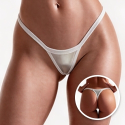 Micro Calcinha String Fio Dental Sensual Sexy Básica em Poliamida sem Regulagem Prata