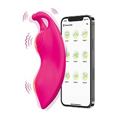 Calcinha Vibratória Recarregável em Silicone 9 Vibrações e Controle por APP Borboleta Buzzy Pink
