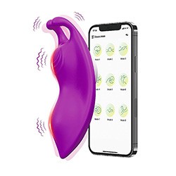Calcinha Vibratória Recarregável em Silicone 9 Vibrações e Controle por APP Borboleta Buzzy Roxo