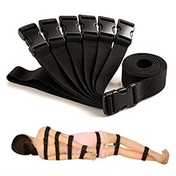 Cinto para Imobilização em Nylon Ajustável com 7 Unidades BDSM Preto