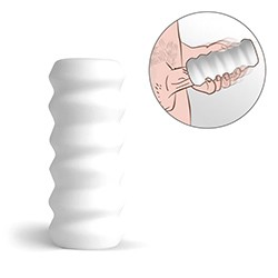 Foto do Produto Masturbador Masculino em Silicone Antialérgico 13,5 x 5cm Aconchego Branco