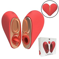 Vibrador Discreto Recarregável em Silicone 5 Pulsações e 5 Estimulações da Língua Coração Vermelho