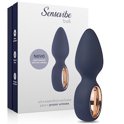 Plug Anal com Vibrador Recarregável em Silicone com 10 Vibrações Bolt Azul