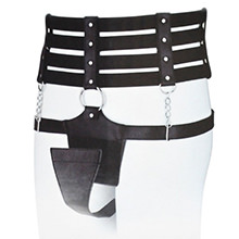Cinto de Castidade Feminino em PU (Imitação de Couro) Estilo Preto