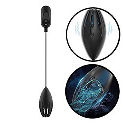 Vibrador Masculino em Silicone (Aveludado) com 9 Vibrações - Estimulador da Glande Devil Preto