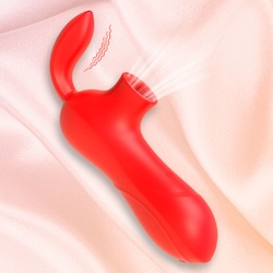 Sugador de Clitóris Recarregável em Silicone com 12 Sucções e 12 Vibrações Ultra Potente Vermelho