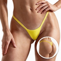 Micro Calcinha String Fio Dental Sensual Sexy B�sica em Poliamida sem Regulagem Amarela