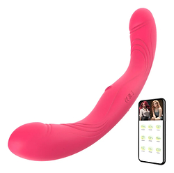 Vibrador Duplo Recarreg�vel em Siliocne com 9 Vibra��es Controle por APP Pink