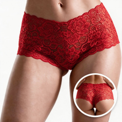 Foto do Produto Calcinha Caleçon Sexy em Renda Vermelha