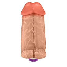 Foto do Produto Pênis Realístico Flexível Duplo Super Amigos com Vibrador 18 x 7,5cm Bege