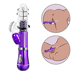 Foto do Produto Vibrador Rabbit Recarreg�vel 9 Vibra��es, 6 Rota��es com Estimulador de Clit�ris Coelho II Roxo