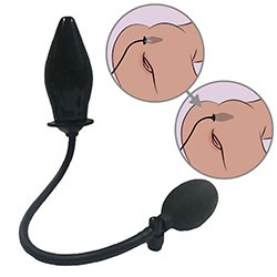 Plug Anal Inflável Escalonado Expansão Gradual em Silicone com Bomba Manual 11,5 x 4,5cm Preto