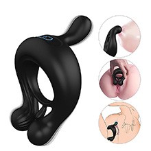 Foto do Produto Anel Peniano em Silicone com Estimulador para Clitóris Recarregável com 9 Vibrações Unicom Preto