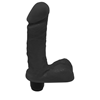 Foto do Produto P�nis de Borracha Ares com Escroto e Vibrador 15 x 4cm Preto