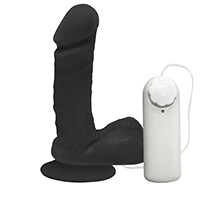 Foto do Produto P�nis de Borracha Ares com Escroto, Vibrador e Ventosa 15 x 4cm Preto
