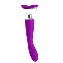 Vibrador Ponto G em Silicone Recarregável 7 Vibrações com Suporte para Bomba Vaginal Alon Roxo