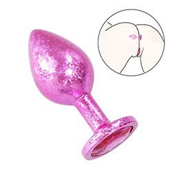 Foto do Produto Plug Anal Joia em Metal com Base Redonda 8,2 x 3,4cm Pink