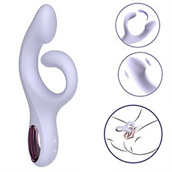 Foto do Produto Vibrador Duplo Recarreg�vel em Silicone 9 Vibra��es Estimulador Ponto G e Clit�ris Good Luck Lil�s