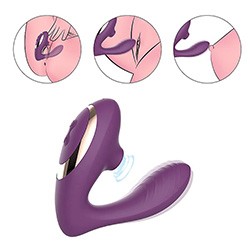 Pulsador de Clitóris e Vibrador Ponto G Jenny em Silicone Aveludado e Recarregável via USB Roxo