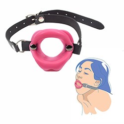 Foto do Produto Mordaça BDSM em PU com - Boca Aberta - com Fivela de Tamanho Ajustável Pink