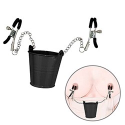 Foto do Produto Prendedor de Mamilo com Balde para Encher com Peso em Metal com Presilha Ajust�vel Preto
